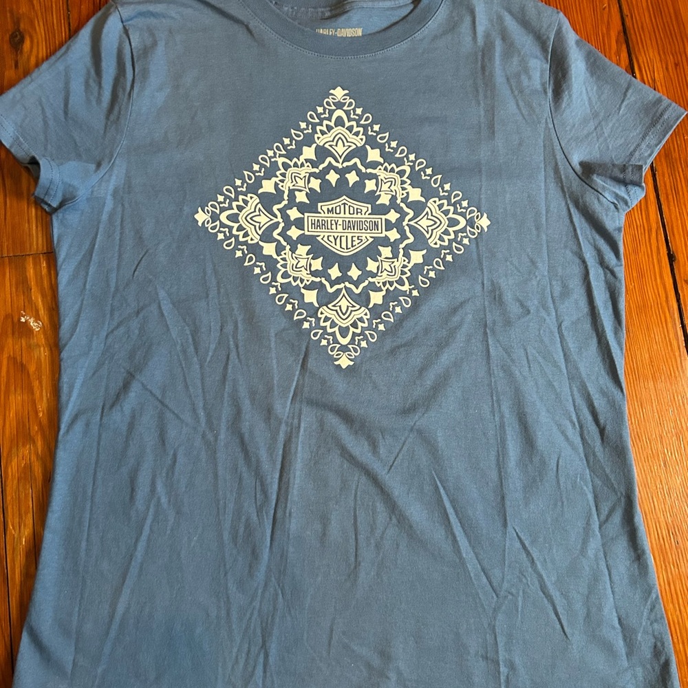 Harley‑Davidson Slate Blue Bandana Graphic Tee- fitted